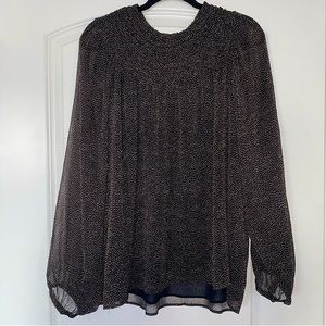 Loft Clip Shirred Ruffle Neck Blouse